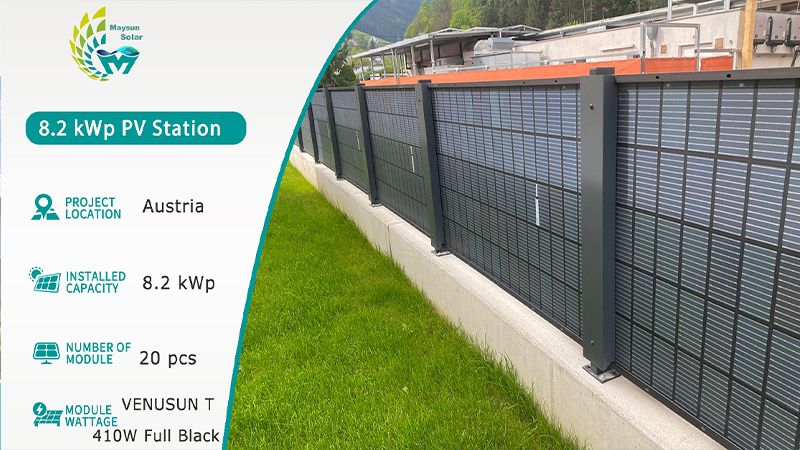 (MAYSUNSOLAR: Austrian customer's garden fence solar project.)